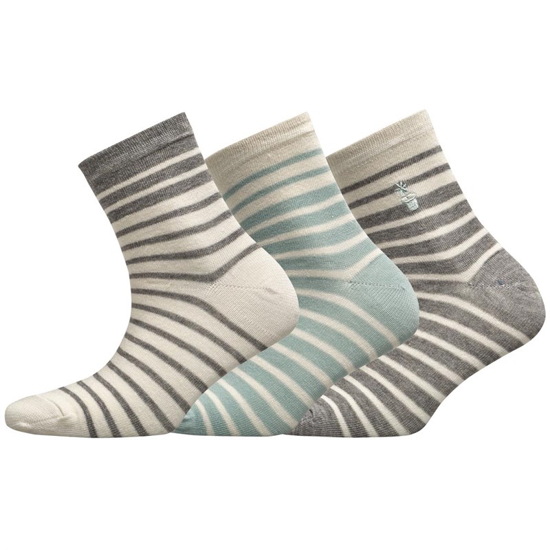 Buy Green Treat Womens Three Pack 1/4 Ombre Ankle Sock Stripe Grey Mint