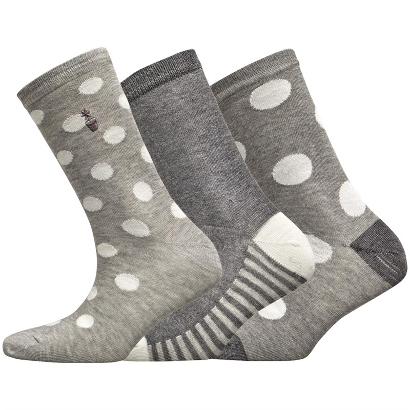 Buy Green Treat Womens Three Pack Oversized Spot Ankle Socks Spot Grey