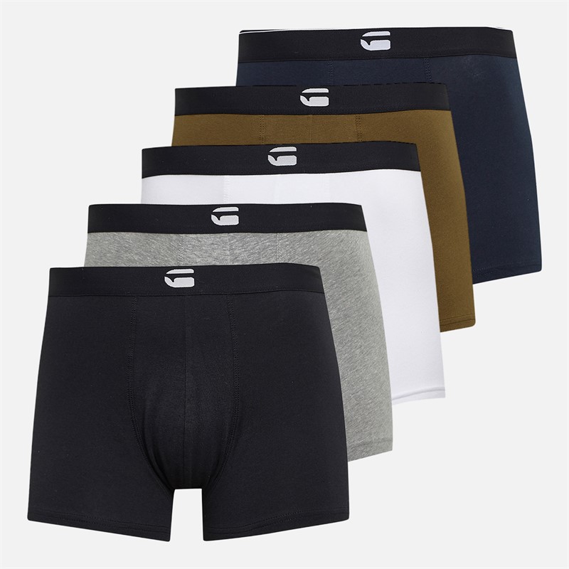 G-STAR Mens Summit Five Pack Boxer Trunks Black/Grey Marl/Bright White/Dark Olive/Navy