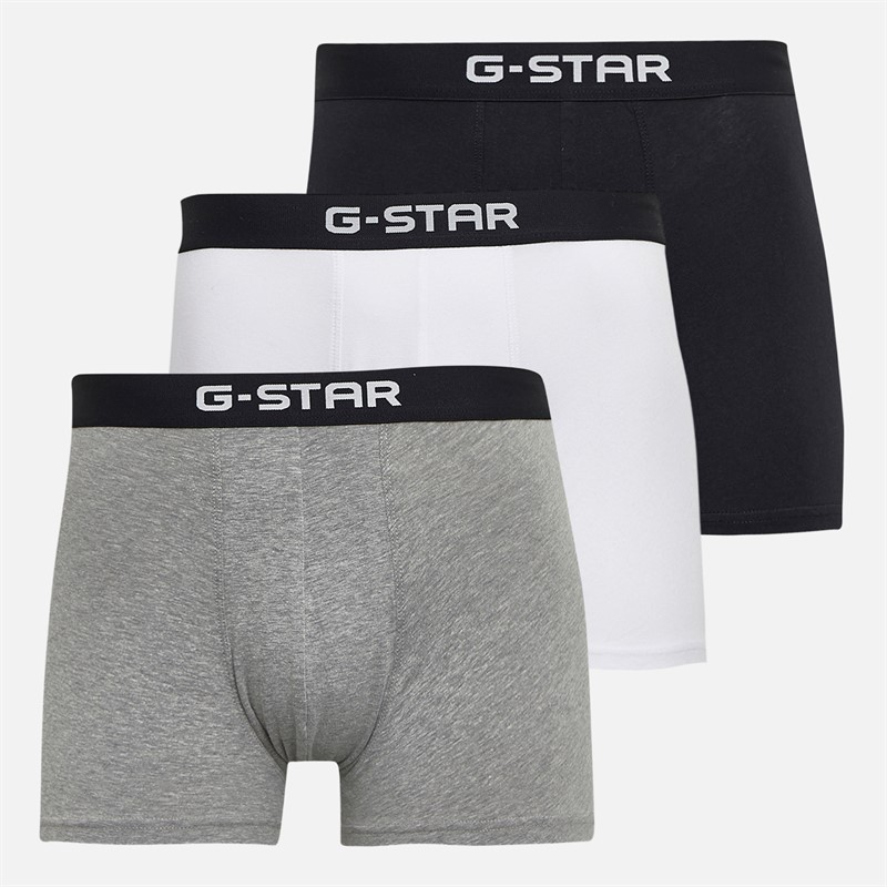 G-STAR Mens Tide Three Pack Boxer Trunks Black/Grey Marl/Bright White