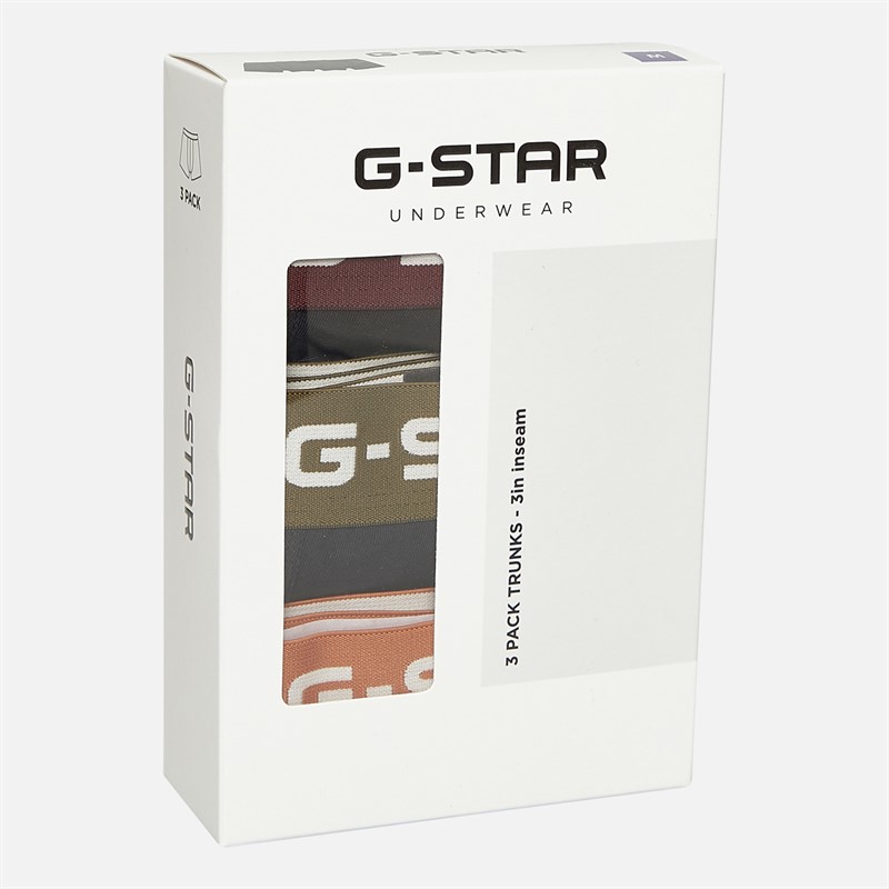 G-STAR Mens Tide Three Pack Boxer Trunks Black Multi Waistbands