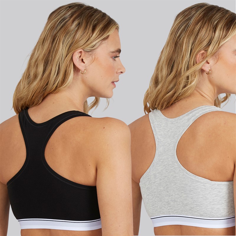 G-STAR Damen Doppelpack Racer Bralettes Light Grey Marl/Schwarz