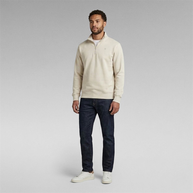 G-STAR Herren Sweatshirt mit halbem Reißverschluss Ecru