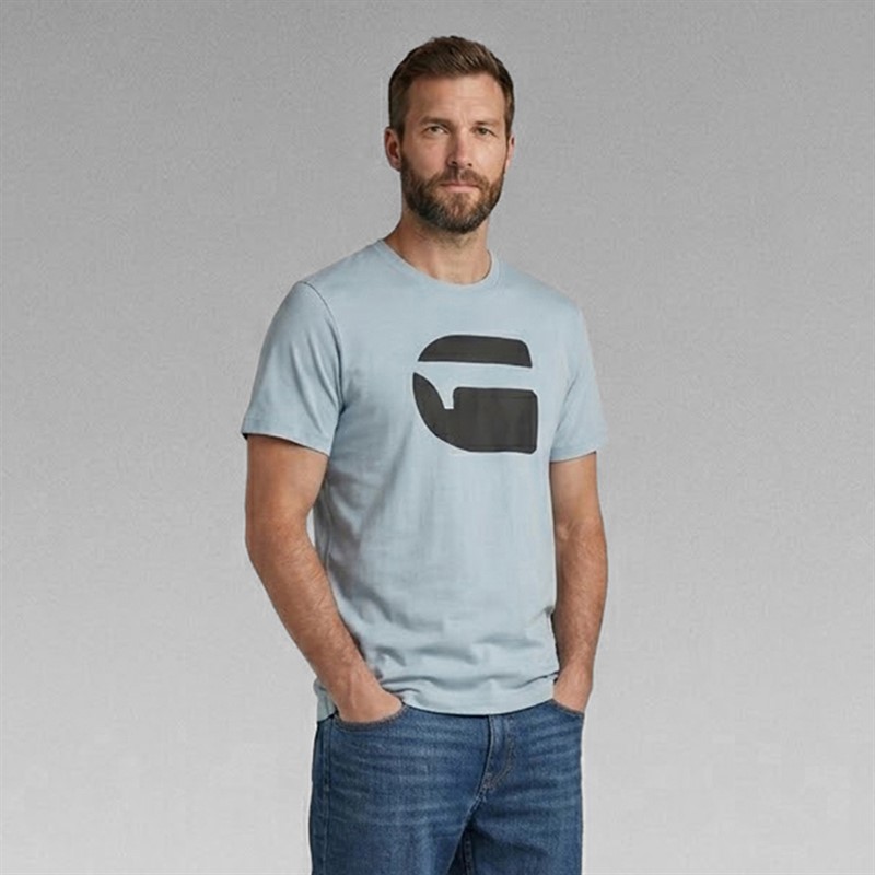 G-STAR Mens Logo Slim T-Shirt Ash Blue