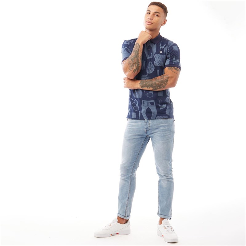 G-STAR Heren Dunda Polo Blauw Multi