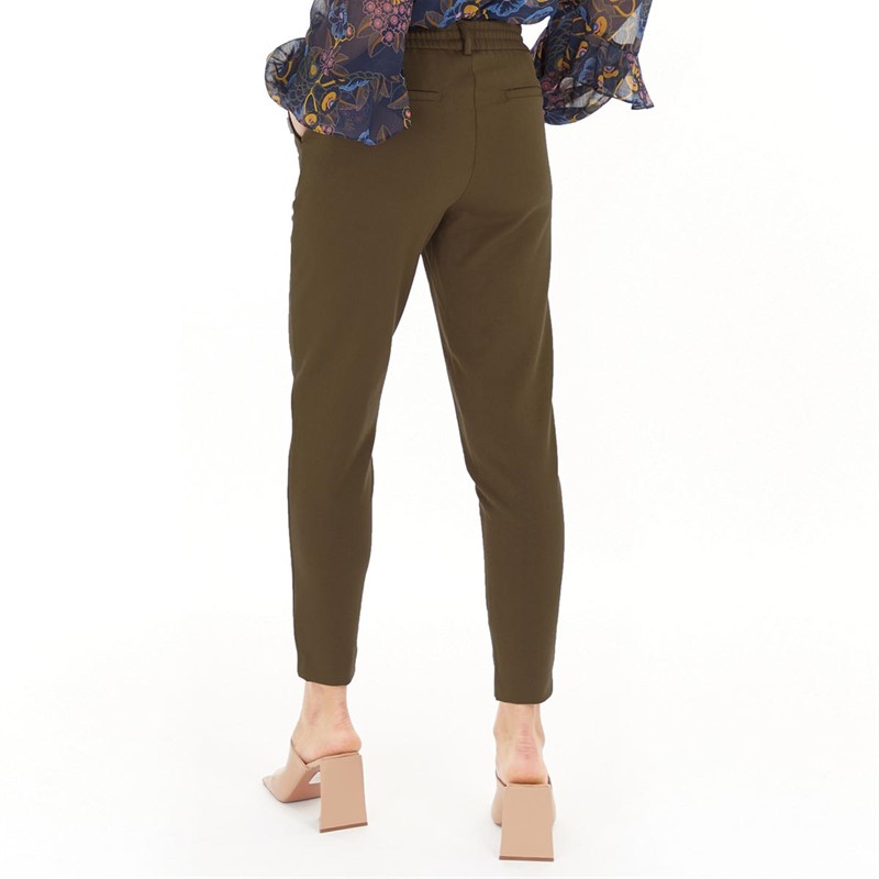 OBJECT Womens Lisa Slim Trousers Dark Earth