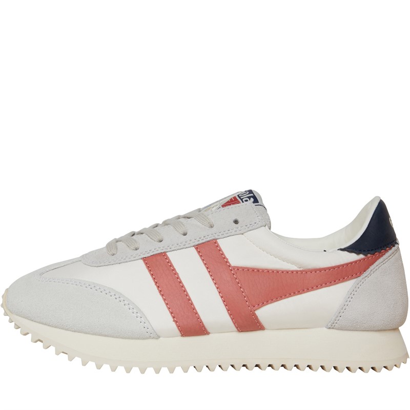 Gola Womens Boston 78 Trainers Off White/Hot Coral/Navy