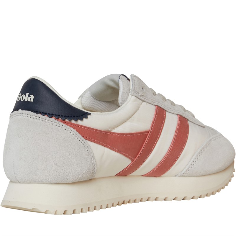 Gola Womens Boston 78 Trainers Off White/Hot Coral/Navy