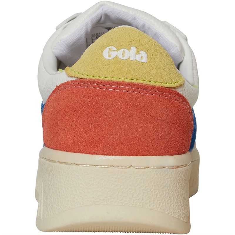 Gola Womens Grandslam Trident Trainers White/Marine Blue/Limelight