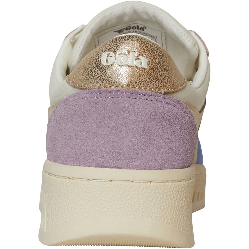 Gola Womens Grandslam Quadrant Trainers Off White/Vista Blu/Gold/Lily