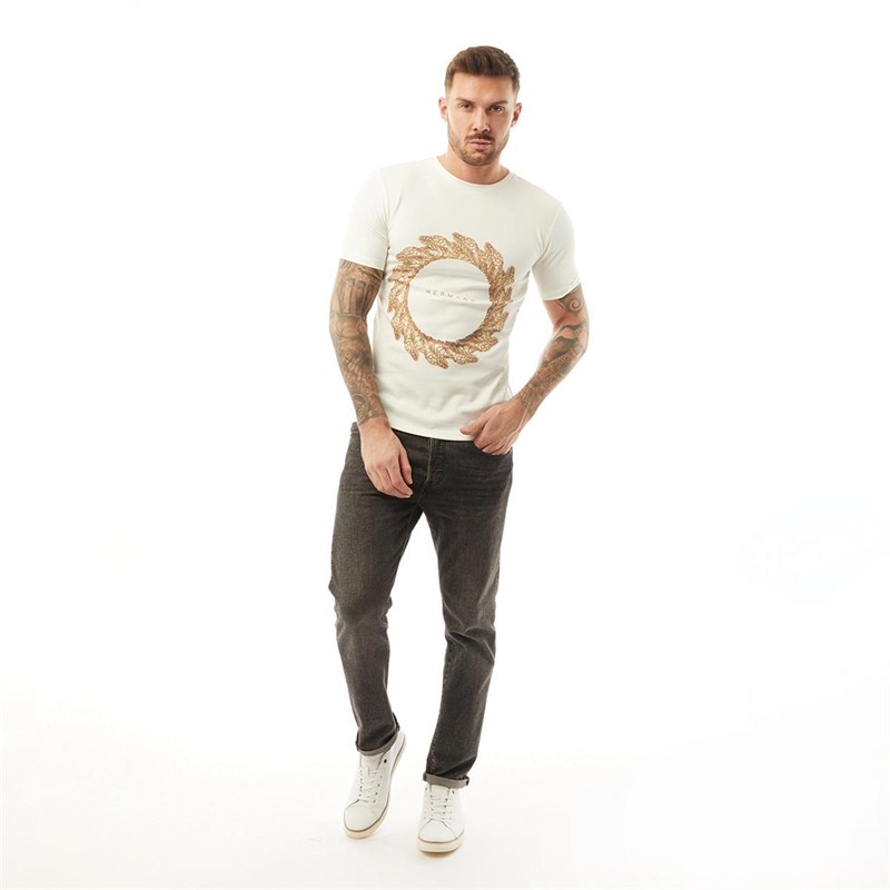 HERMANO Mens Serpent Design T-Shirt White