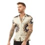 HERMANO Mens Ram Print Short Sleeve Slim Fit Shirt White