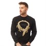 HERMANO Mens Croc Design Crew Neck Sweatshirt Black