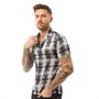 HERMANO Mens Snake Print Short Sleeve Slim Fit Shirt Grey