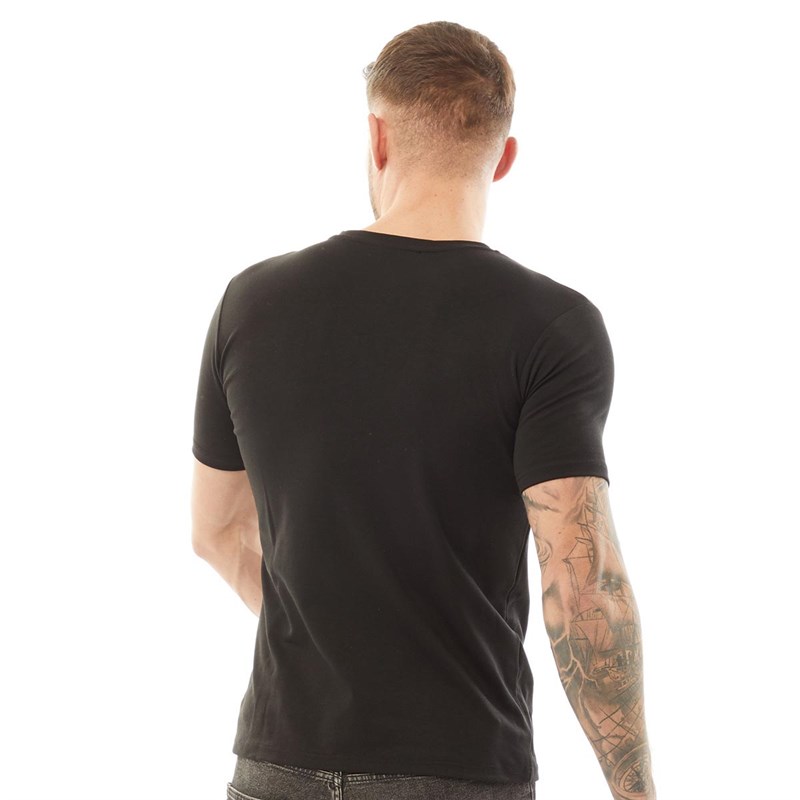 Buy HERMANO Mens Twist Print Muscle Fit T Shirt Black