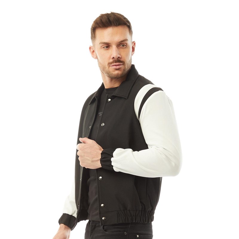 Buy HERMANO Mens Contrast Collar Jacket Black Ivory
