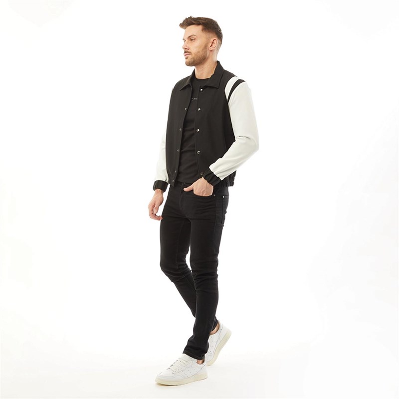 Buy HERMANO Mens Contrast Collar Jacket Black Ivory