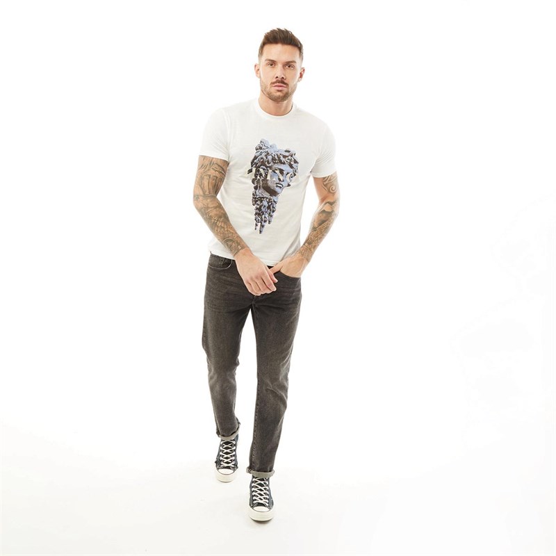 HERMANO Mens Greek God Print Slim Fit T-Shirt White