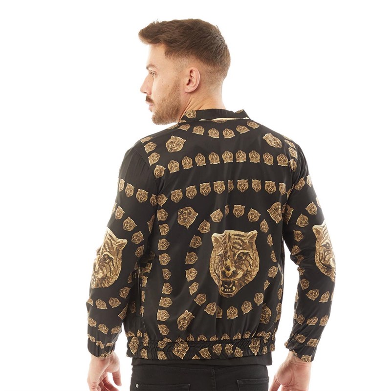 HERMANO Mens Varsity Bomber Jacket Silk Tiger