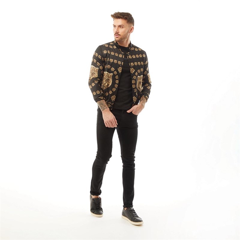 HERMANO Mens Varsity Bomber Jacket Silk Tiger