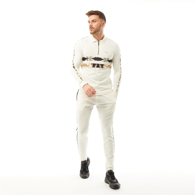 Hermano Mens Contrast Print Joggers Cream
