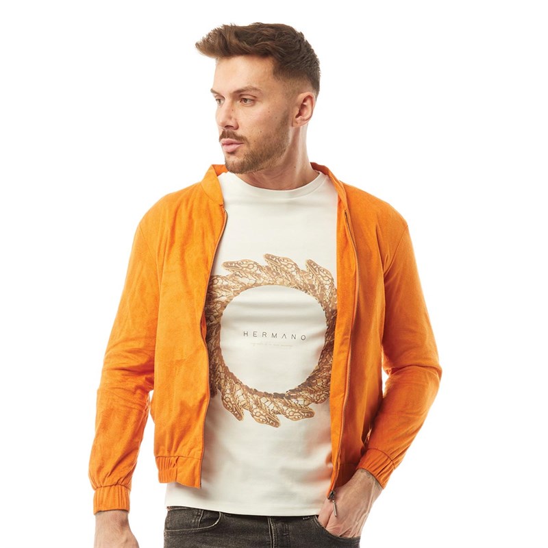 HERMANO Mens Lazaro Suedette Jacket Orange
