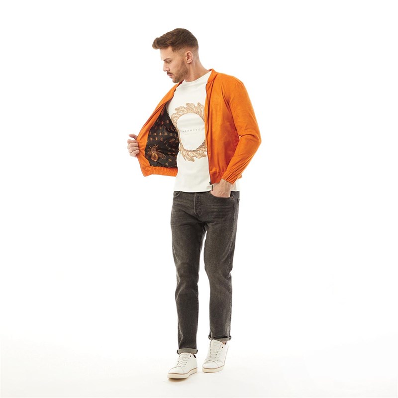 HERMANO Mens Lazaro Suedette Jacket Orange