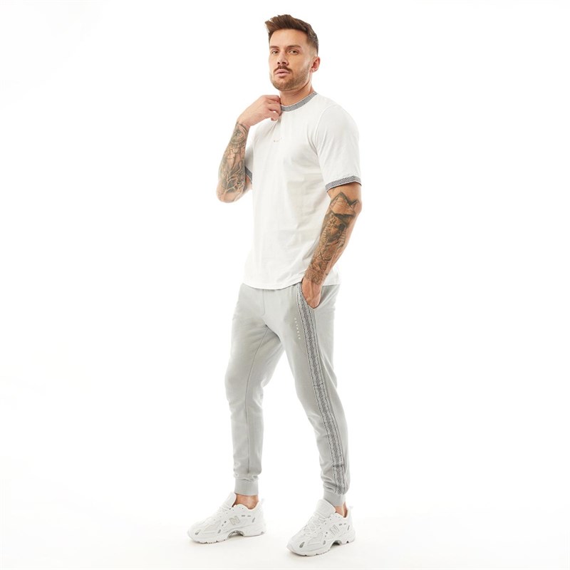 HERMANO Mens Mosaic Taped Muscle Fit T-Shirt White