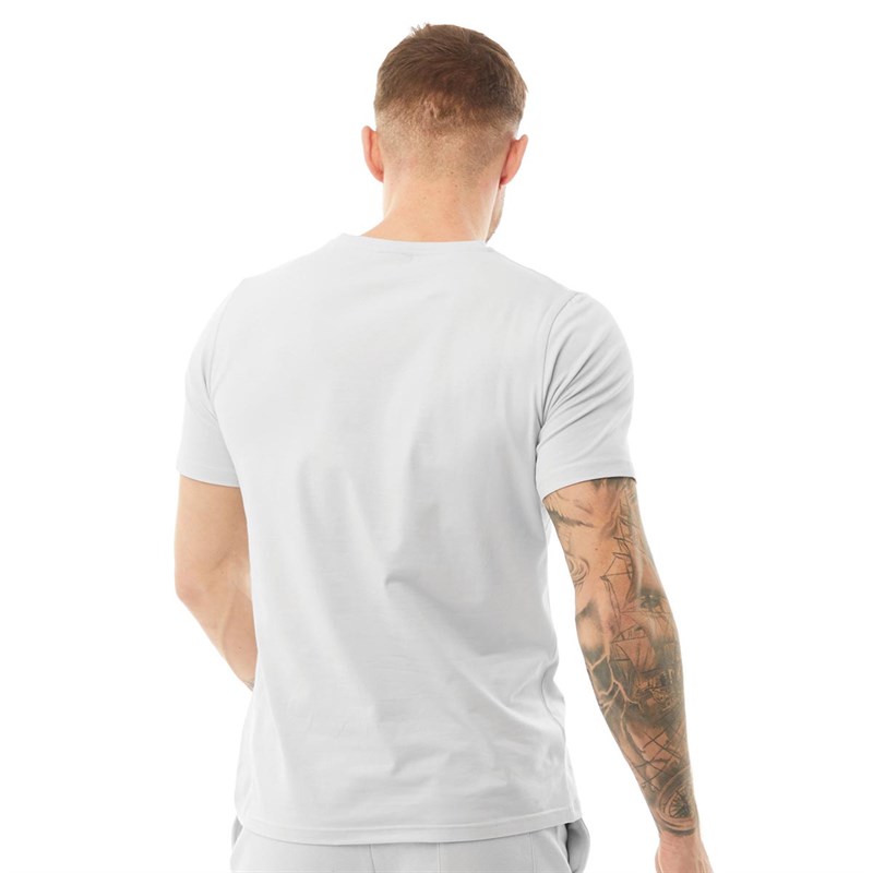 HERMANO Mens Logo Embossed Slim Fit T-Shirt Light Grey