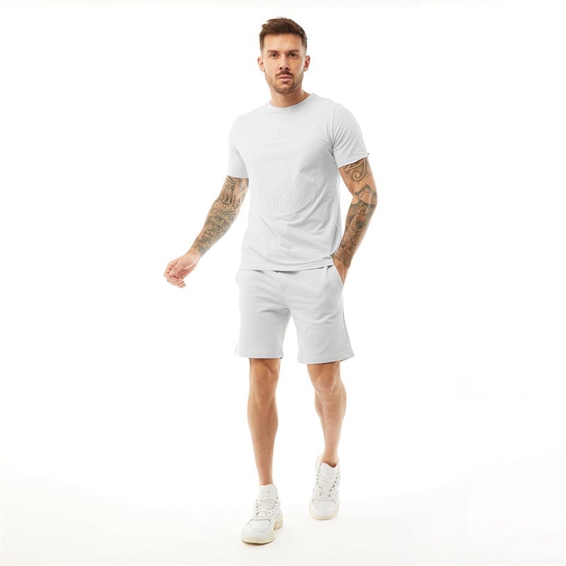 HERMANO Mens Logo Embossed Slim Fit T-Shirt Light Grey