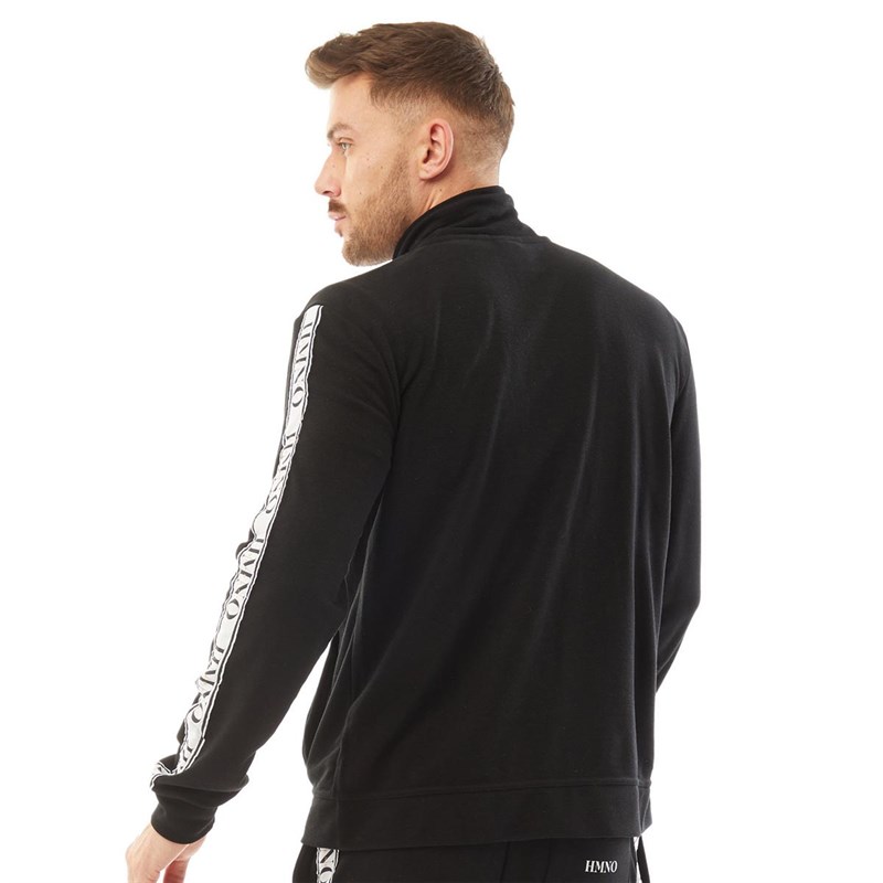 HERMANO Mens Logo Taped Zip Through Track Jacket Black