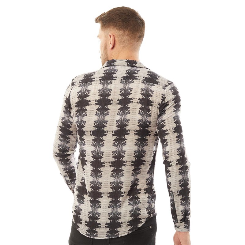 HERMANO Męskie Snake Print Koszule z D?ugim R?kawem Wielobarwny