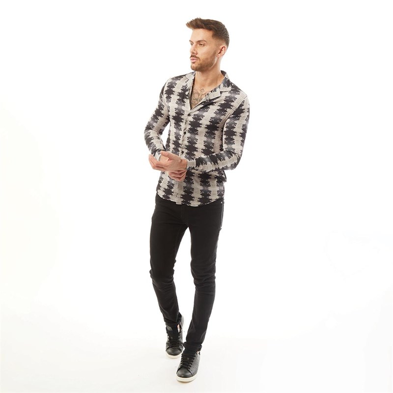 HERMANO Męskie Snake Print Koszule z D?ugim R?kawem Wielobarwny