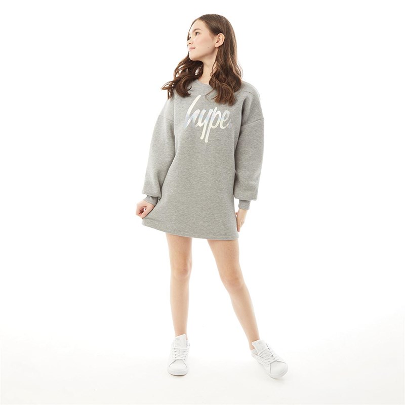 Hype Girls Puff Sleeve Dress Grey