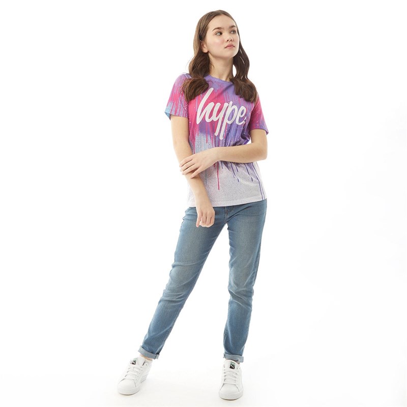 Hype Dziewczęce Spray Drips T-shirty Wielobarwny