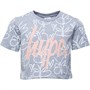 Hype Girls Butterfly Sketch Crop T-Shirt Grey
