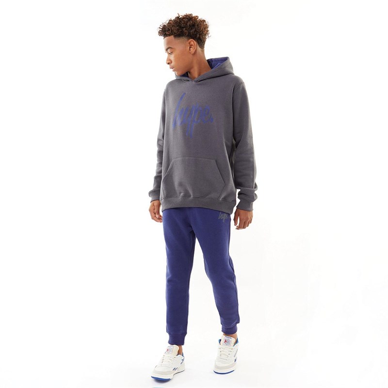 Hype Boys Hoodie And Joggers Set Charcoal/Navy