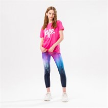 Hype Junior Girls Drips T-Shirt And Leggings Set Fuschia Multi