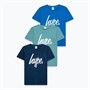 Hype Boys Three Pack T-Shirts Navy/Teal/Blue