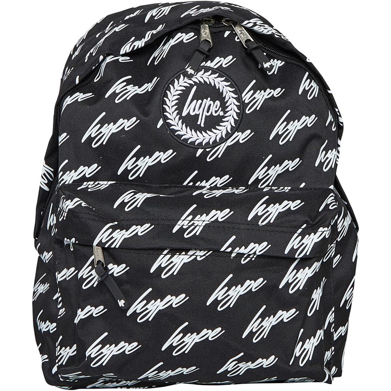 Hype Junior White Scribble Logo Backpack Black