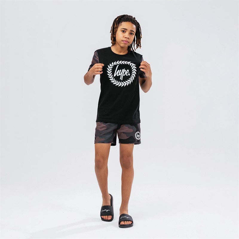 Hype Boys Crest Shorts Pyjama Set Black Classic Camo