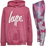 Hype Girls Script Hoodie And Leggings Set Pink Clouds