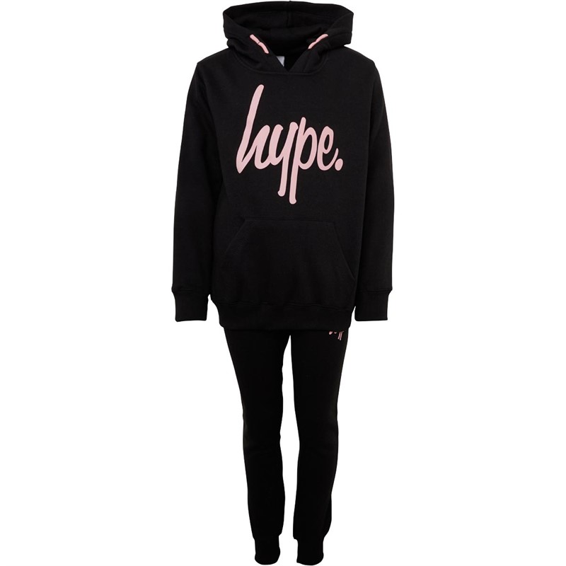 Hype Junior Girls Script Tracksuit Black