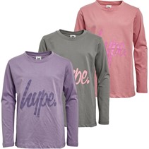 Hype Junior Girls Three Pack Crew Neck Tops Pink/Lilac/Black
