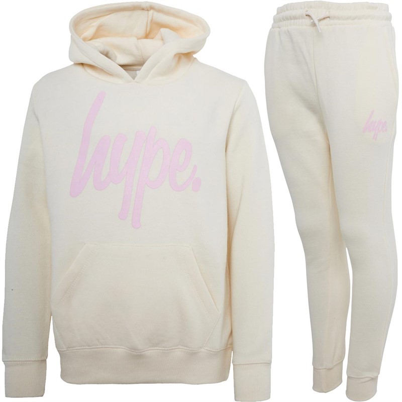 Hype Girls Script Tracksuit Ecru