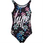 Hype Girls Scribble Flower Script Swimsuit Black