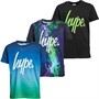 Hype Boys Script T-Shirts Three Pack Green Flame Fade