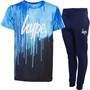 Hype Boys Script T-Shirt And Joggers Navy Blue Drips