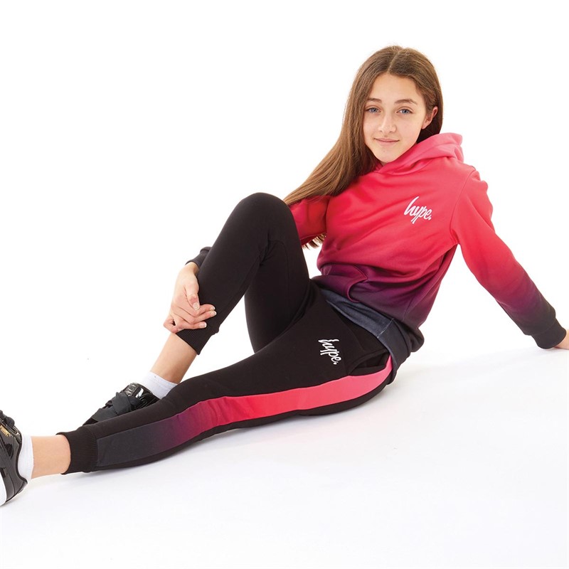 Hype Girls Panel Script Tracksuit Pink Black Fade