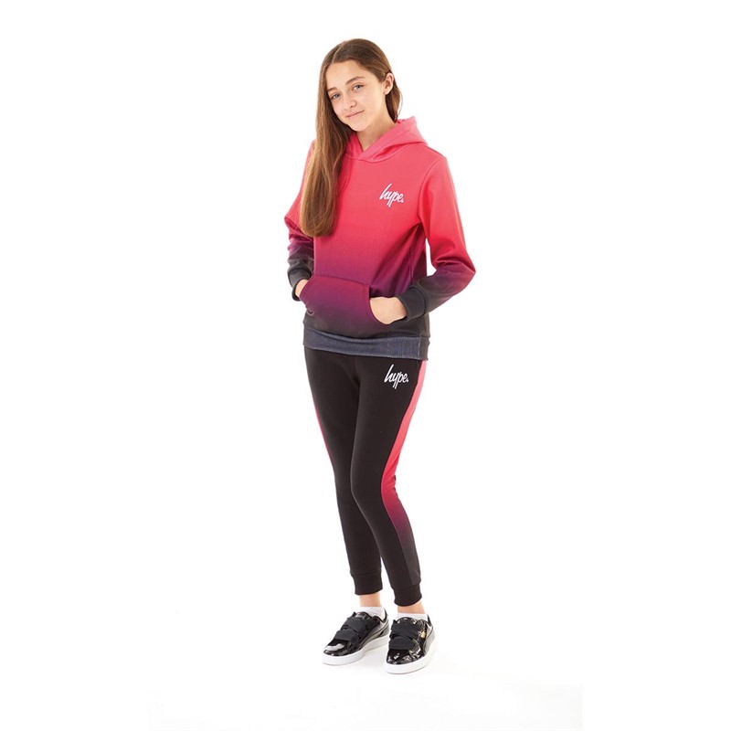 Hype Girls Panel Script Tracksuit Pink Black Fade